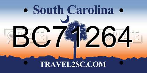 BC71264 South Carolina License Plate