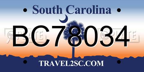 BC78034 South Carolina License Plate
