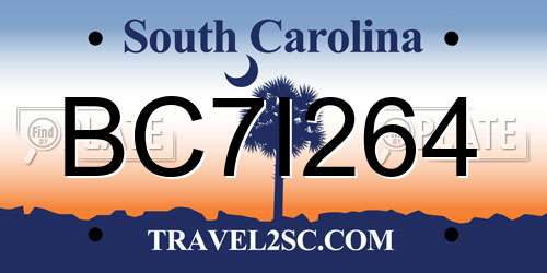 BC7I264 South Carolina License Plate