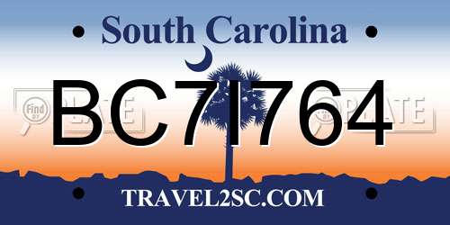 BC7I764 South Carolina License Plate