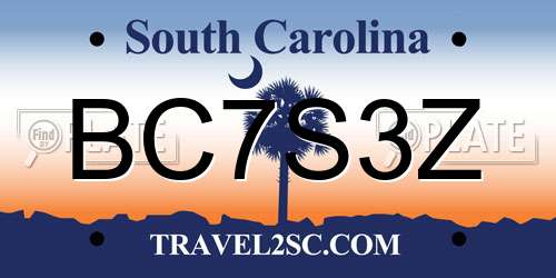 BC7S3Z South Carolina License Plate