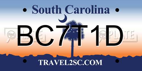 BC7T1D South Carolina License Plate