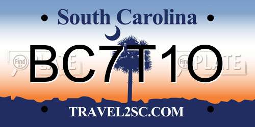 BC7T1O South Carolina License Plate