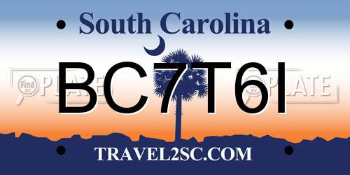 BC7T6I South Carolina License Plate