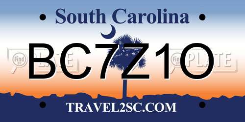 BC7Z1O South Carolina License Plate
