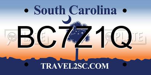 BC7Z1Q South Carolina License Plate