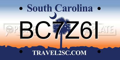 BC7Z6I South Carolina License Plate