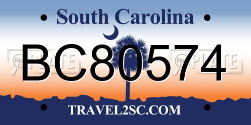 BC80574 South Carolina License Plate