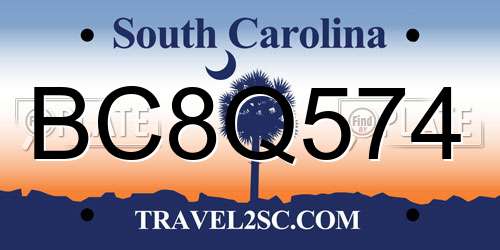 BC8Q574 South Carolina License Plate