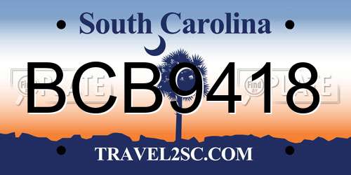 BCB9418 South Carolina License Plate