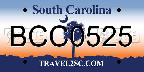 BCC0525 South Carolina License Plate