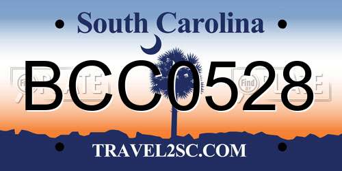 BCC0528 South Carolina License Plate