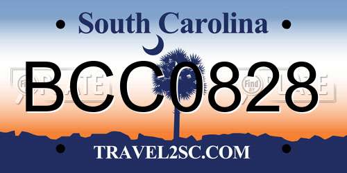 BCC0828 South Carolina License Plate