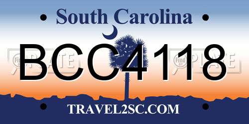 BCC4118 South Carolina License Plate