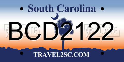BCD2122 South Carolina License Plate