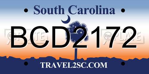 BCD2172 South Carolina License Plate