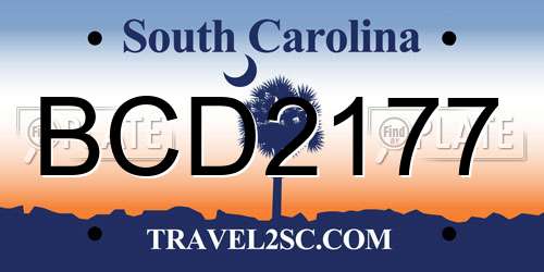 BCD2177 South Carolina License Plate