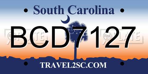 BCD7127 South Carolina License Plate