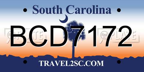 BCD7172 South Carolina License Plate