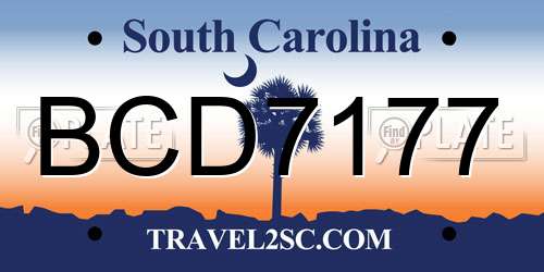 BCD7177 South Carolina License Plate