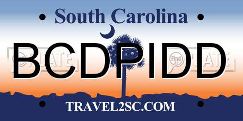 BCDPIDD South Carolina License Plate