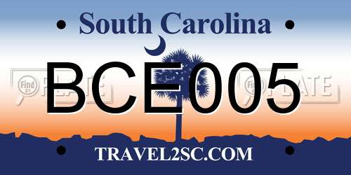BCE005 South Carolina License Plate