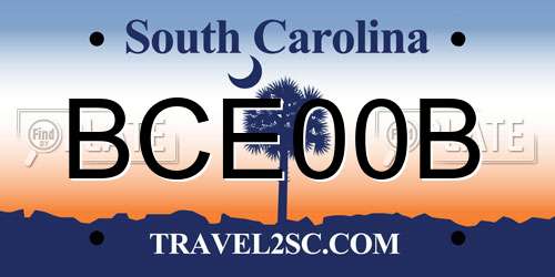 BCE00B South Carolina License Plate