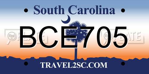BCE705 South Carolina License Plate