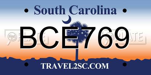 BCE769 South Carolina License Plate