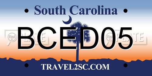 BCED05 South Carolina License Plate