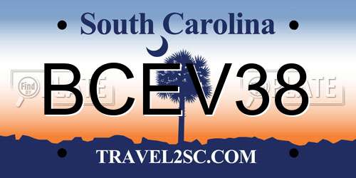 BCEV38 South Carolina License Plate