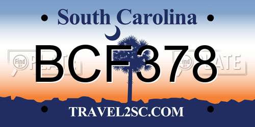 BCF378 South Carolina License Plate
