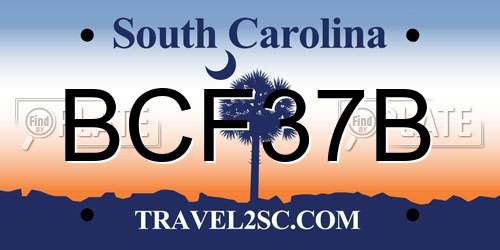 BCF37B South Carolina License Plate