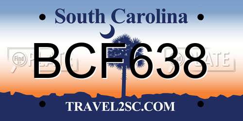BCF638 South Carolina License Plate