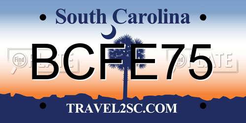 BCFE75 South Carolina License Plate