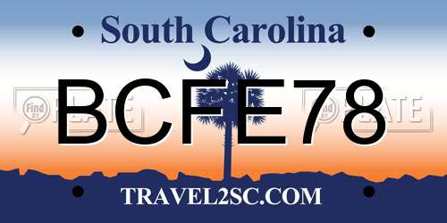 BCFE78 South Carolina License Plate