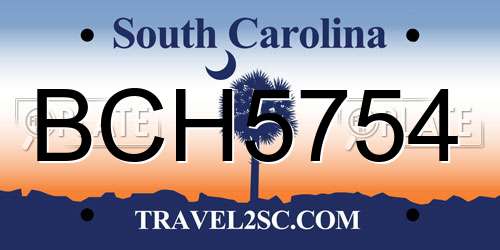 BCH5754 South Carolina License Plate