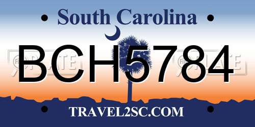 BCH5784 South Carolina License Plate