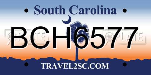 BCH6577 South Carolina License Plate