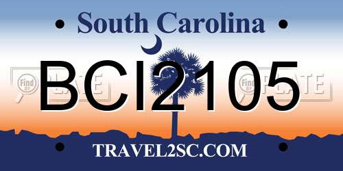 BCI2105 South Carolina License Plate