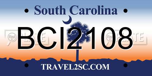 BCI2108 South Carolina License Plate