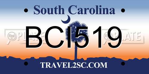 BCI519 South Carolina License Plate