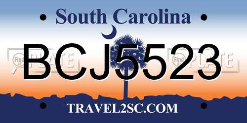 BCJ5523 South Carolina License Plate