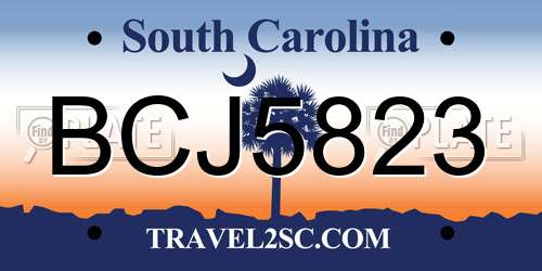 BCJ5823 South Carolina License Plate