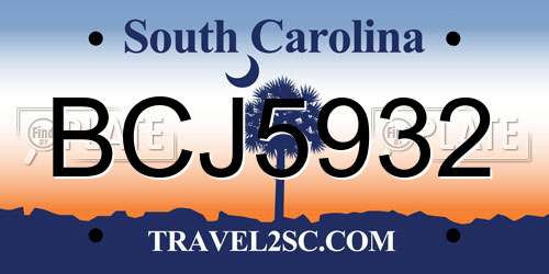 BCJ5932 South Carolina License Plate