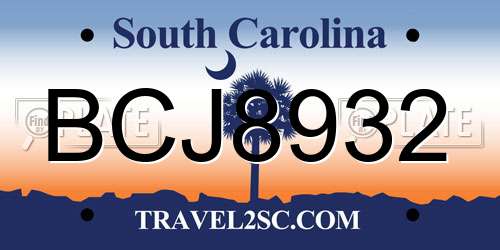 BCJ8932 South Carolina License Plate