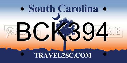 BCK394 South Carolina License Plate