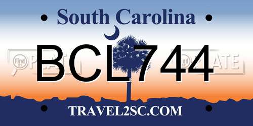 BCL744 South Carolina License Plate