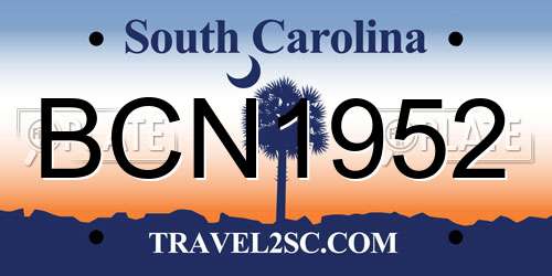 BCN1952 South Carolina License Plate
