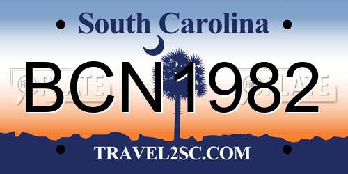 BCN1982 South Carolina License Plate